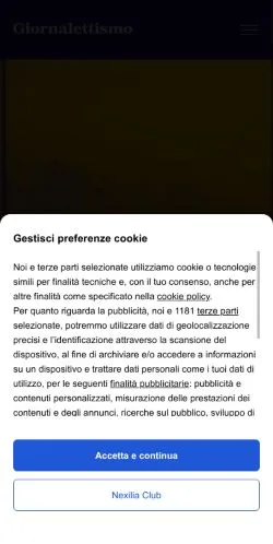 Pré-visualização do site Giornalettismo, meio de Itália para artigos patrocinados