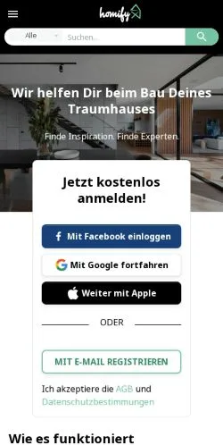 Forhåndsvisning av nettstedet Homify, medium fra Tyskland for sponsede artikler
