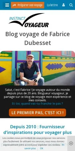 Anteprima del sito Instinct Voyageur, media di Francia per articoli sponsorizzati