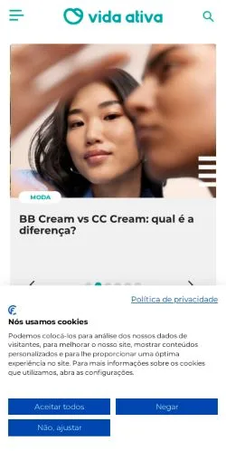 Anteprima del sito Vida Ativa, media di Portogallo per articoli sponsorizzati