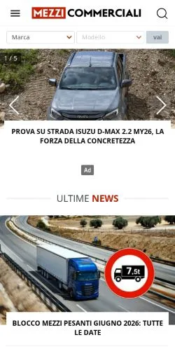 Anteprima del sito Veicoli Commerciali, media di Italia per articoli sponsorizzati