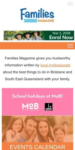 Podgląd witryny Families Magazine, medium z kraju Australia do artykułów sponsorowanych