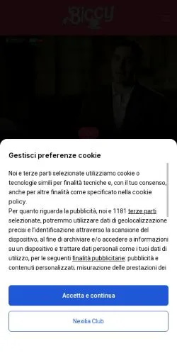 Pré-visualização do site Biccy, meio de Itália para artigos patrocinados