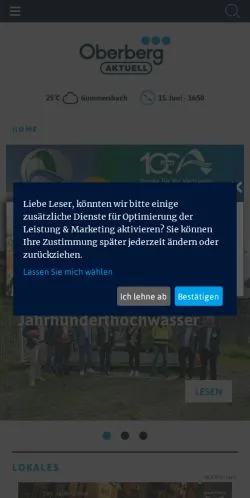 Anteprima del sito Oberberg-Aktuell, media di Germania per articoli sponsorizzati