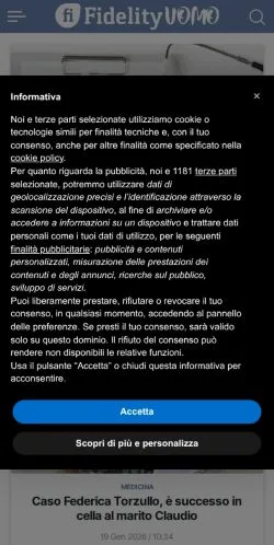 Anteprima del sito Fidelity Uomo, media di Italia per articoli sponsorizzati
