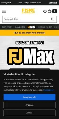 스폰서 기사용 스웨덴 매체 Fiskejournalen 사이트 미리보기