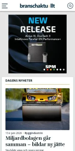 Anteprima del sito Branschaktuellt, media di Svezia per articoli sponsorizzati