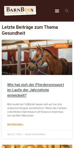Vista previa del sitio Barnboox Pferdewissen, medio de Alemania para artículos patrocinados