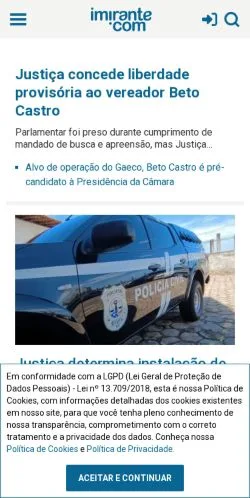 Forhåndsvisning af Imirante, medie fra Brasilien til sponsorerede artikler