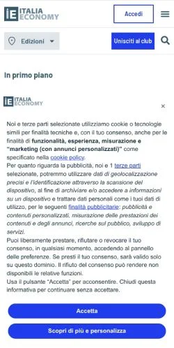 Anteprima del sito Italia Economy, media di Italia per articoli sponsorizzati
