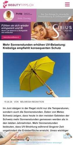 Anteprima del sito Beautytipps, media di Svizzera per articoli sponsorizzati