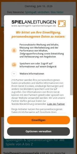 Anteprima del sito Spielregeln & Spielanleitungen, media di Germania per articoli sponsorizzati