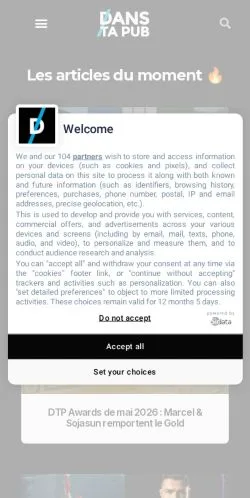 Anteprima del sito Dans Ta Pub, media di Francia per articoli sponsorizzati