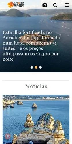 Anteprima del sito A Próxima Viagem, media di Portogallo per articoli sponsorizzati