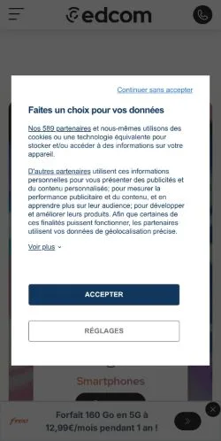 Forhåndsvisning av nettstedet Edcom, medium fra Frankrike for sponsede artikler