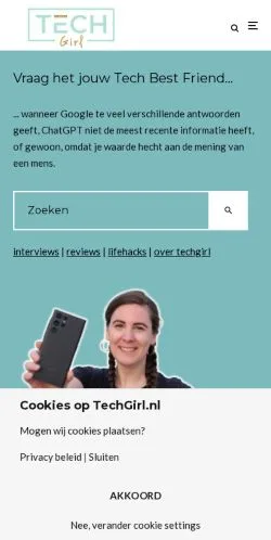 Anteprima del sito TechGirl, media di Paesi Bassi per articoli sponsorizzati