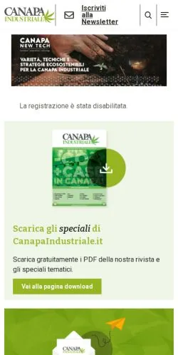 Anteprima del sito Canapaindustriale, media di Italia per articoli sponsorizzati