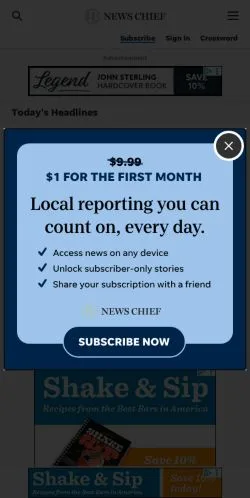 スポンサード記事向けのアメリカ合衆国メディア、Winter Haven News Chiefのサイトプレビュー