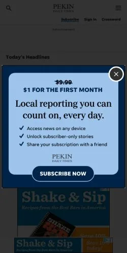 Anteprima del sito Pekin Daily Times, media di Stati Uniti per articoli sponsorizzati