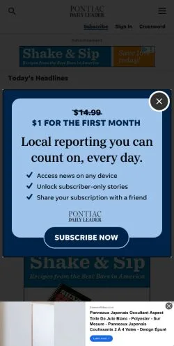 Anteprima del sito Pontiac Daily Leader, media di Stati Uniti per articoli sponsorizzati