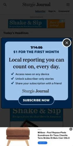 Podgląd witryny Sturgis Journal, medium z kraju Stany Zjednoczone do artykułów sponsorowanych
