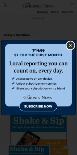 Anteprima del sito The Gardner News, media di Stati Uniti per articoli sponsorizzati