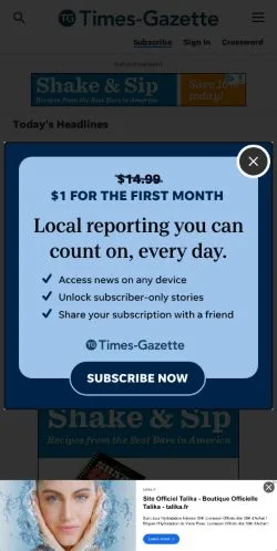 Anteprima del sito Ashland Times Gazette, media di Stati Uniti per articoli sponsorizzati