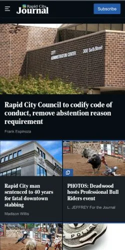 Podgląd witryny Rapid City Journal, medium z kraju Stany Zjednoczone do artykułów sponsorowanych