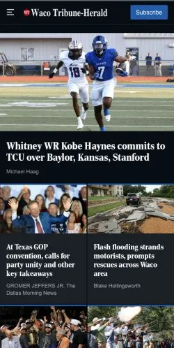 Vista previa del sitio Waco Tribune-Herald, medio de Estados Unidos para artículos patrocinados