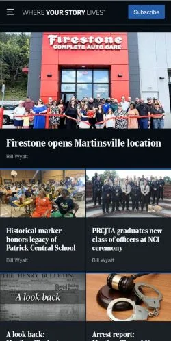 스폰서 기사용 미국 매체 Martinsville Bulletin 사이트 미리보기