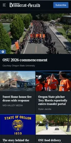 Preview of the Albany Democrat-Herald website, a media outlet in United States for sponsored articles