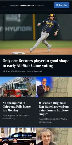 Förhandsvisning av webbplatsen The Chippewa Herald, medium i USA för sponsrade artiklar