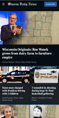 Podgląd witryny Winona Daily News, medium z kraju Stany Zjednoczone do artykułów sponsorowanych