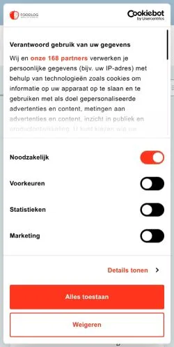 Anteprima del sito Foodlog, media di Paesi Bassi per articoli sponsorizzati