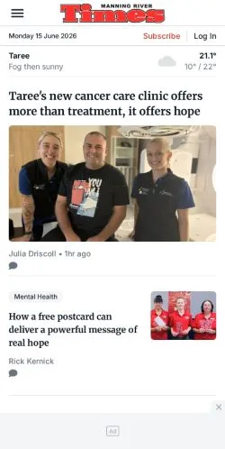 Anteprima del sito Manning River Times, media di Australia per articoli sponsorizzati