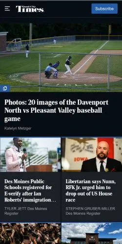 Forhåndsvisning af The Quad City Times, medie fra USA til sponsorerede artikler