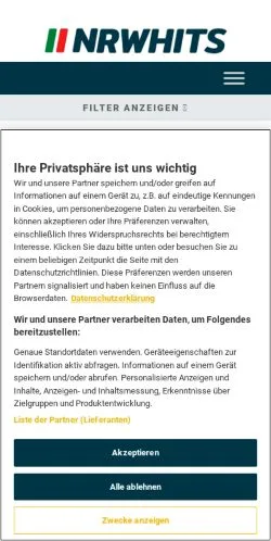 スポンサード記事向けのドイツメディア、NRWHITSのサイトプレビュー