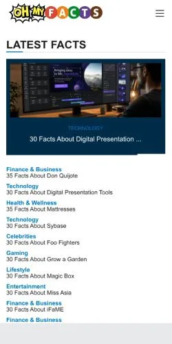 Anteprima del sito OhMyFacts, media di Stati Uniti per articoli sponsorizzati