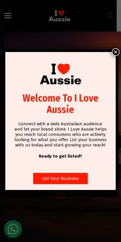 Forhåndsvisning av nettstedet I Love Aussie, medium fra USA for sponsede artikler