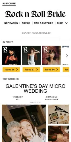 スポンサード記事向けのアメリカ合衆国メディア、Rock n Roll Brideのサイトプレビュー