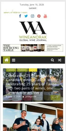 Podgląd witryny Wine Anorak, medium z kraju Stany Zjednoczone do artykułów sponsorowanych