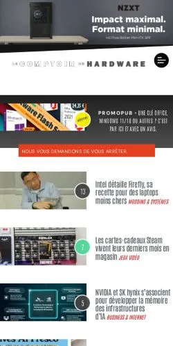 Vista previa del sitio Le Comptoir Du Hardware, medio de Francia para artículos patrocinados