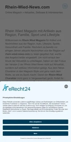 Anteprima del sito Rhein Wied News Magazin, media di Germania per articoli sponsorizzati