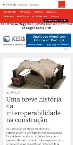 Anteprima del sito Construção Magazine, media di Portogallo per articoli sponsorizzati