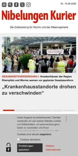 스폰서 기사용 독일 매체 Nibelungen Kurier 사이트 미리보기