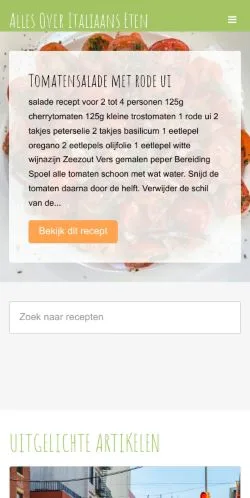 스폰서 기사용 네덜란드 매체 Alles Over Italiaans Eten 사이트 미리보기
