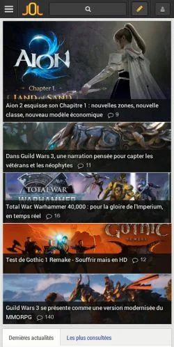 Podgląd witryny JeuxOnLine, medium z kraju Francja do artykułów sponsorowanych