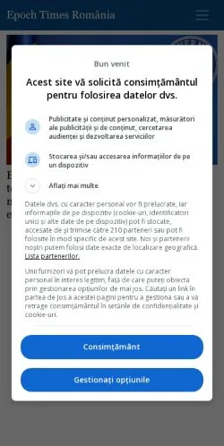 Podgląd witryny Epoch Times România, medium z kraju Rumunia do artykułów sponsorowanych