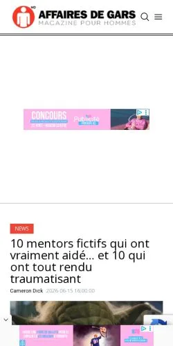 스폰서 기사용 캐나다 매체 Affaires De Gars 사이트 미리보기