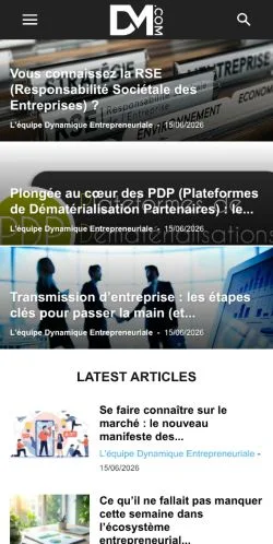 Aperçu du site Dynamique Entrepreneuriale, média de France pour articles sponsorisés